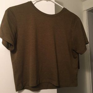 Girlfriend Collective Gia Crop Tee in Fern, XS